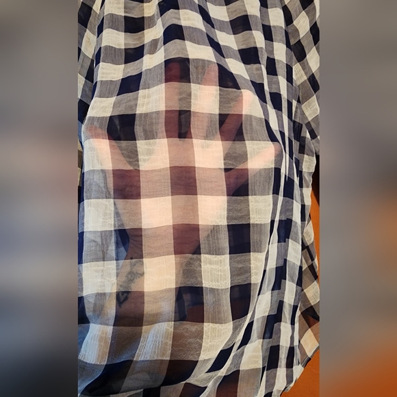NWT Living Doll Sheer Blue Plaid Top - Picture 4 of 6
